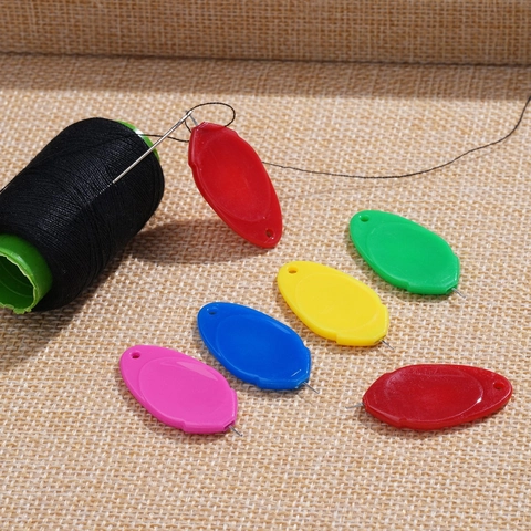 Acrylic Stainless Steel Thumb Pressed Needle Threader Multicolor Hand Sewing Tool For DIY Craft Sewing Machine Accessories