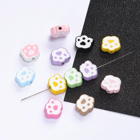 Cute Alloy Rabbit Cat Paw Charms Colorful Lacquer Enamel Drip Oil Beads For DIY Jewelry Making Bracelets Necklaces Handcraft Accessories