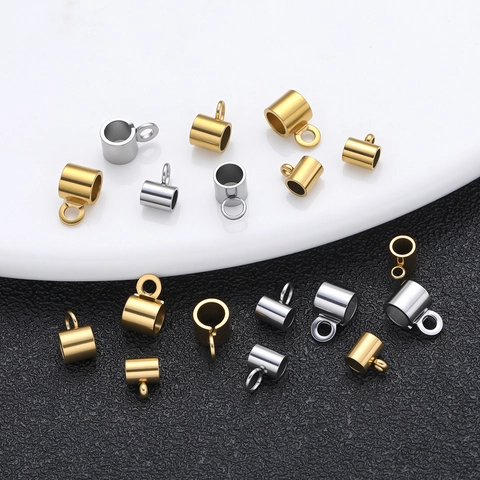 Stainless Steel Shell DIY Jewelry Connector Bail Tube Beads For Necklace Bracelet Making Gold Silver Spacer Findings