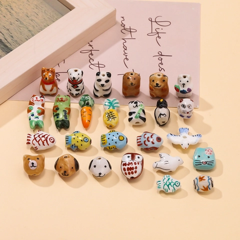 Handmade Ceramic Animal Beads Fruit Porcelain Loose Spacer Beads For DIY Jewelry Making Bracelet Necklace Findings Craft