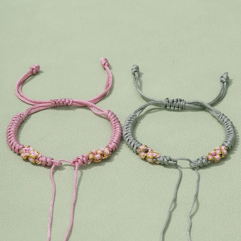 Hand-Woven Peach Blossom Knot Adjustable Cord For DIY Bracelet Making Nylon Thread Colorful Ethnic Style Jewelry Finding For Women
