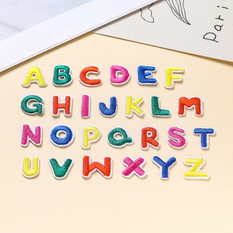 Mini Colorful Alphabet Number Embroidery Patches Twill Fabric Iron On Alphabet Patch For DIY Clothing Backpack Decoration