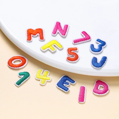 Mini Colorful Alphabet Number Embroidery Patches Twill Fabric Iron On Alphabet Patch For DIY Clothing Backpack Decoration
