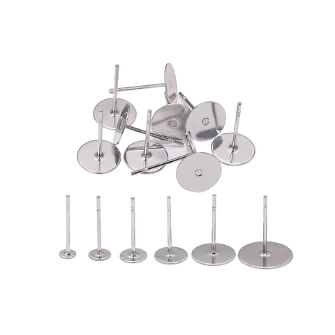 Edelstahl Flache Platte Ohrstecker-Stift DIY Ohrring-Zubehör Silberton Ohrring-Rücken Basis Für Schmuckherstellung Bedarf