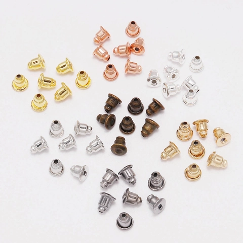 DIY Jewelry Findings Iron Bullet Earring Back Only With Silicone Core Electroplated Ear plugs For Stud Earrings Replacement
