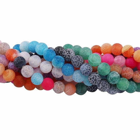 Frosted Crackle Agate Loose Beads Round Natural Stone Dragon Veins Agate Beads For DIY Bracelet Necklace Jewelry Making