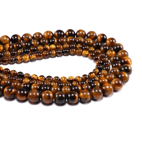 Perline Sciolte Tonde in Pietra Occhio di Tigre Naturale Lucidate Perline Semilavorate per la Creazione di Gioielli Bracciale Collana DIY