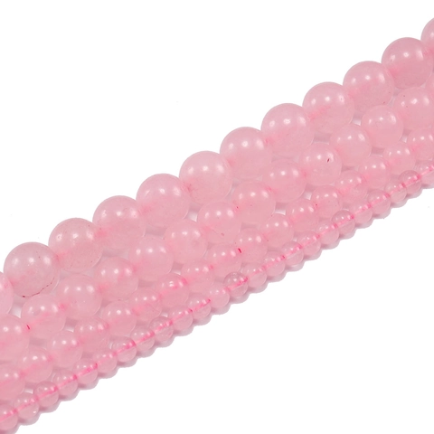Natural Rose Quartz Beads Round Smooth Pink Loose Stone Beads For DIY Bracelet Necklace Jewelry Making Finding Craft
