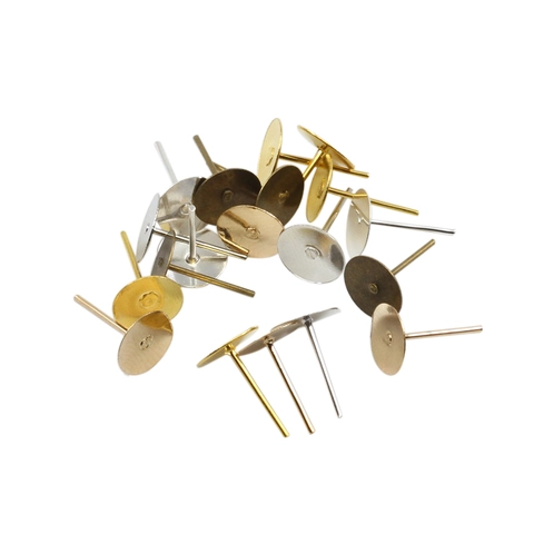 Iron Flat Head Earring Stud Posts Round Base Pin Findings For DIY Jewelry Making Accessories Crafting Supplies For Women
