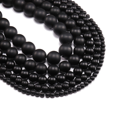 Perline in Vetro Smerigliato Nero Tonde Per DIY Bracciali Creazione Gioielli Finitura Opaca Perline Sciolte Varie Dimensioni
