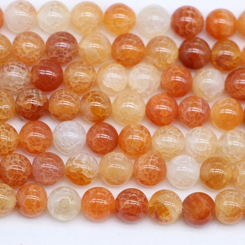 Natural Red Dragon Vein Agate Round Beads For DIY Bracelet Necklace Jewelry Making Loose Crackle Stone Beads Accessories