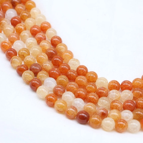 Natural Red Dragon Vein Agate Round Beads For DIY Bracelet Necklace Jewelry Making Loose Crackle Stone Beads Accessories