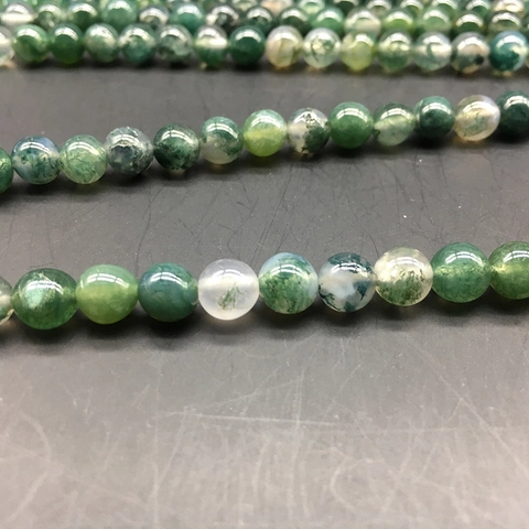 Natural Moss Agate Round Loose Beads Green Water Grass Pattern Stone Beads For DIY Jewelry Making Bracelet Necklace