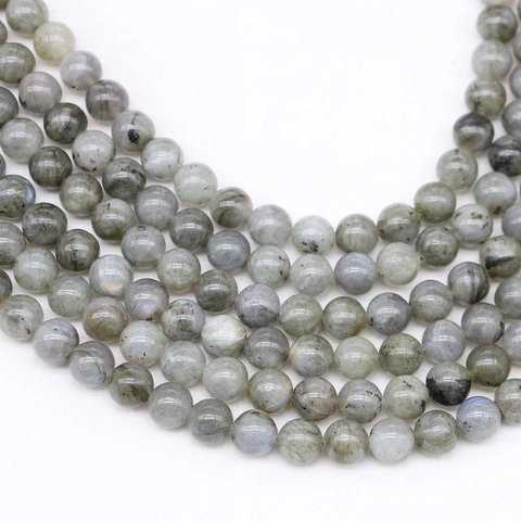 Natural White Flash Stone Round Loose Beads Polished Labradorite Gemstone Beads For DIY Bracelet Necklace Jewelry Making