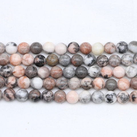 Cuentas Redondas Sueltas de Piedra Cebra Rosa Natural para Fabricación de Joyas Pulsera Collar DIY Cuentas Pulidas