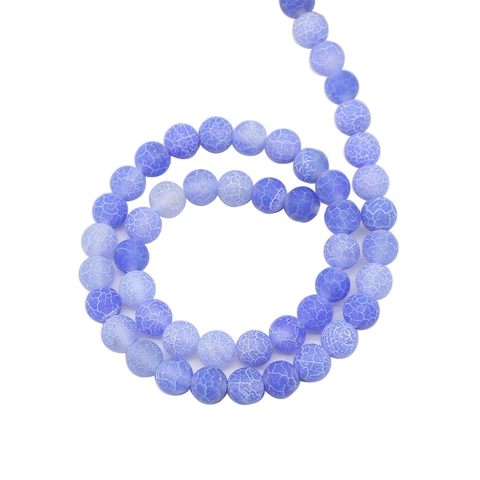Natural Blue Weathered Agate Round Loose Beads With Dragon Vein Pattern Stone Beads For DIY Jewelry Making Bracelet Necklace