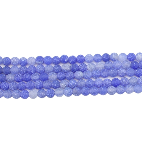 Natural Blue Weathered Agate Round Loose Beads With Dragon Vein Pattern Stone Beads For DIY Jewelry Making Bracelet Necklace