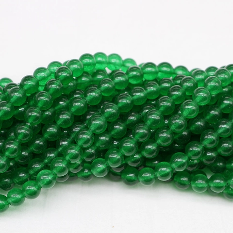 Natürliche Grüne Chalcedon Lose Perlen Glatte Runde Polierte Steinperlen Für DIY Schmuckherstellung Armband Halskette Basteln