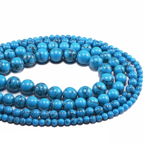 Cuentas Sueltas Redondas Estilo Turquesa Textura Mármol Piedra Para DIY Pulsera Collar Fabricación Joyas Accesorios Hechos Mano