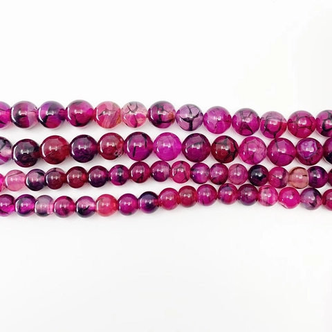 Pink Dragon Vein Agate Round Beads Natural Stone Loose Beads For DIY Bracelet Necklace Making Polished Jewelry Accessories