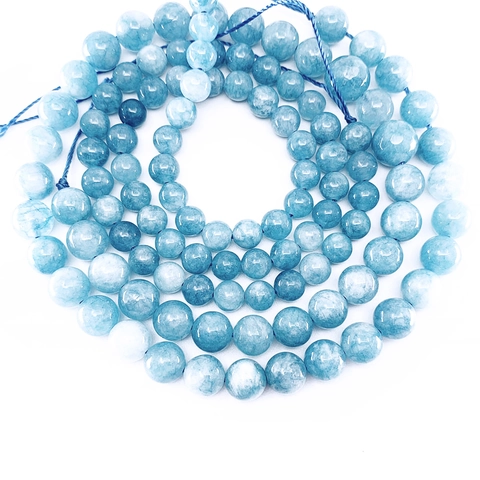Perline Sciolte in Acquamarina Naturale Perle di Pietra Tonde Lucidate per Creazione di Gioielli Fai-da-te Collane Bracciali Varie Dimensioni