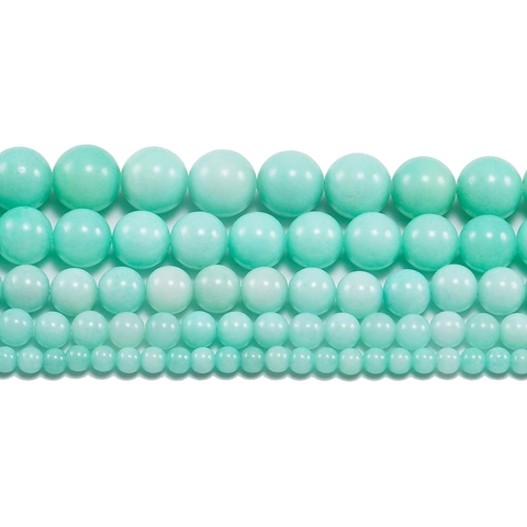 Cuentas Redondas de Calcedonia Natural Verde Menta Cuentas de Piedra Pulida Lisa para Hacer Joyas DIY Pulsera Collar Artesanía