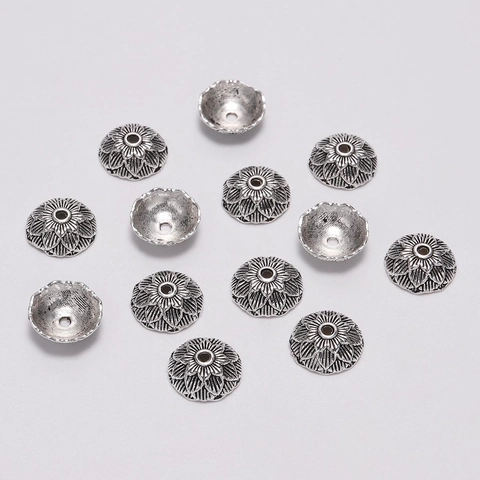 Vintage Antique Silver Alloy Flower Bead Caps Lotus Shape Gear Spacer Beads Jewelry Findings For DIY Necklace Bracelet Making