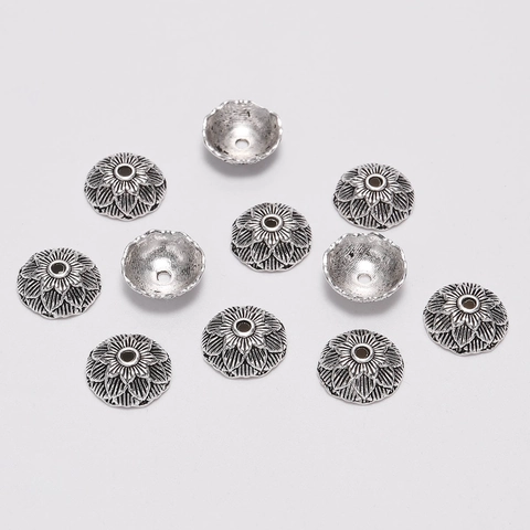 Vintage Antique Silver Alloy Flower Bead Caps Lotus Shape Gear Spacer Beads Jewelry Findings For DIY Necklace Bracelet Making