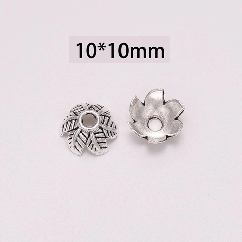 10mm Retro Flower Bead Caps Antique Silver Metal 6-Petal Hollow Spacer Beads For DIY Jewelry Making Accessories Findings