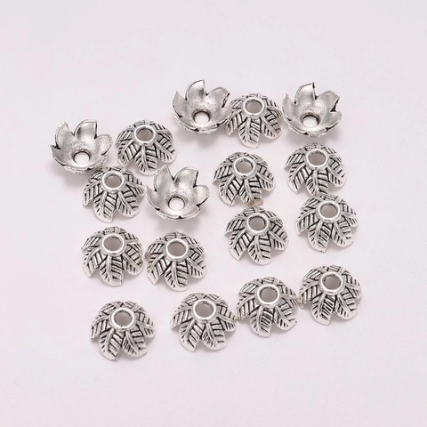 10mm Retro Flower Bead Caps Antique Silver Metal 6-Petal Hollow Spacer Beads For DIY Jewelry Making Accessories Findings