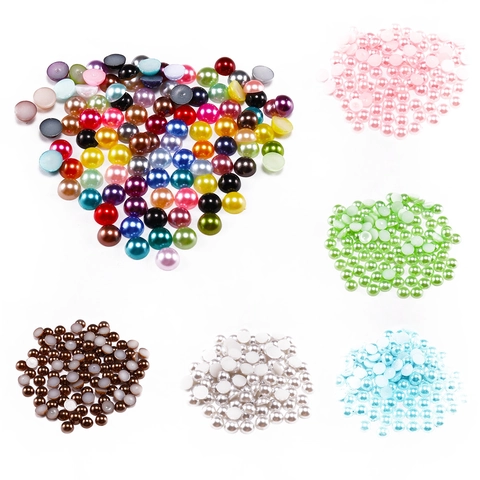 Half Round Flatback ABS Artificial Pearl Beads For DIY Crafts Nail Art Clothing Jewelry Decoration Multicolor Loose Beads