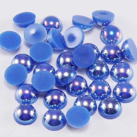 Flatback Half Round Faux Artificial Pearl Beads Iridescent AB ABS Resin Loose Beads For DIY Nail Art Phone Case Decor Craft Supplies