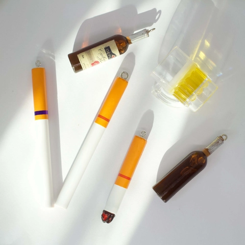 Funny Creative Resin Wine Bottle Cigarette Butt Beer Mug Pendants For Earrings DIY Jewelry Miniature Simulation Accessories
