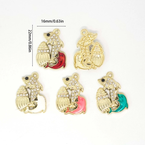 Ciondolo Serie Ocean Delfino Conchiglia in Lega Con Strass Smalto a Goccia d'Olio Fai-da-te Gioielli per Collana Accessori Borsa