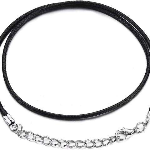Black Waxed Cord Necklace With Alloy Lobster Clasp And Tail Chain For DIY Pendant Jewelry Making Braided Rope Necklaces