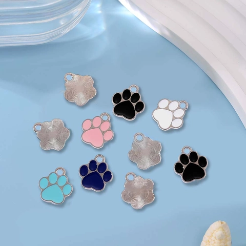 Alloy Enamel Animal Paw Print Pendants DIY Charms Jewelry Making Cute Cat Dog Footprint Necklace Bracelet Accessories