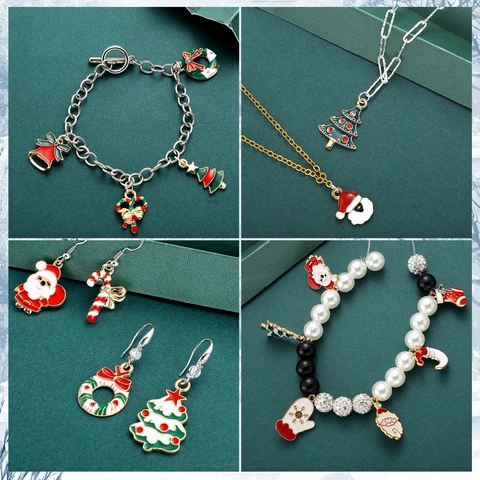 Orecchini a Goccia in Lega di Zinco Natale Smalto Renna Campana Con Strass per Donna Festival Festa Gioielli di Moda Regalo