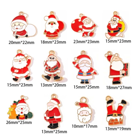 Ciondoli Babbo Natale in Lega di Smalto Natalizio per Creazione di Gioielli DIY Accessori per Portachiavi Collana Ciondoli Festivi