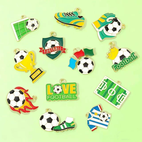 Dijes de Aleación de Esmalte con Tema de Copa Mundial de Fútbol para Fabricación de Joyas DIY Accesorios de Pulsera Llavero Trofeo Zapatos