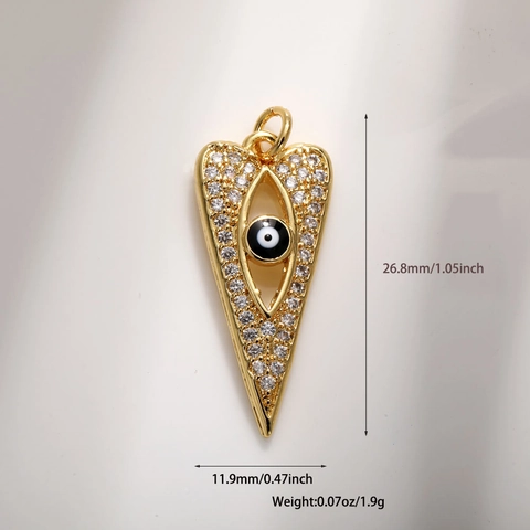 Colgante de Mal de Ojo de Cobre y Circonia para Hacer Joyas DIY Ojo Azul Corazón Mano de Fátima Colgante para Collar Accesorio