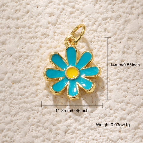 Copper Enamel Flower Pendants Tulip Daisy Camellia Rhinestone DIY Jewelry Making Accessories For Necklaces Bracelets Women