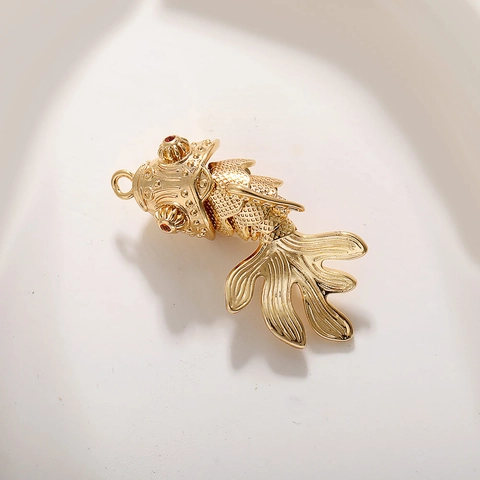 Articulated Koi Fish Charm Marine Life Starfish Shell Pendant Copper 14K Gold Plated Zirconia DIY Jewelry Making Accessory
