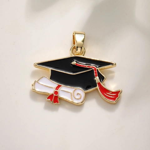 Copper Enamel Graduation Cap Nurse Hat Syringe Pendants For DIY Jewelry Making Necklaces Bracelets Medical Student Gift