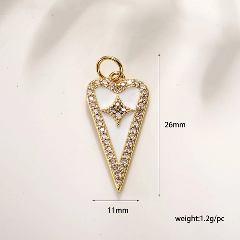 Colgantes de Cobre Esmalte Estrella Corazón Cruz Accesorios de Joyería DIY Con Diamantes de Imitación Perla Artificial Oro Dijes Mujer