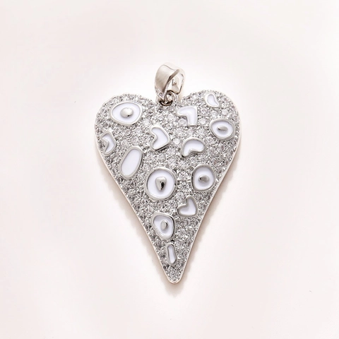 Ciondolo Cuore Stampa Leopardata Smalto Rame Placcato Oro Zirconia Cubica DIY Accessori Gioielli Charms Tendenza