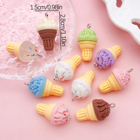 Resin Ice Cream Cone Pendants DIY Jewelry Making Charms Food Play Miniatures Accessories For Phone Case Keychain Decor