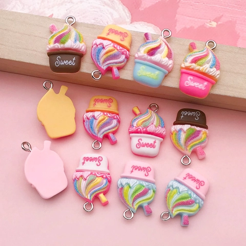 Mini Sweet Resin Milkshake Cupcake Pendants For DIY Earring Keychain Jewelry Making Accessories Colorful Resin Charms