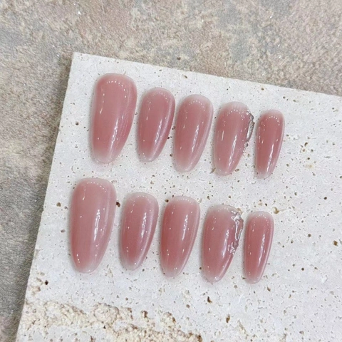 Unghie Finte Fatte a Mano Nude Rosa Occhio di Gatto Paillettes Mandorla Per Donna Unghie Staccabili Lucide Decorazione Unghie