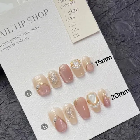 Handgemaakte Doodskist Druk op Nagels Roze Kattenoog Met Kunstparels Strass Gradiënt Zoete Kunstnagels Voor Vrouwen
