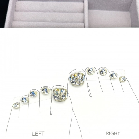 Faux Ongles de Pieds à Presser avec Strass et Paillettes Faits à la Main Pointes d'Ongles Artificielles pour Femmes